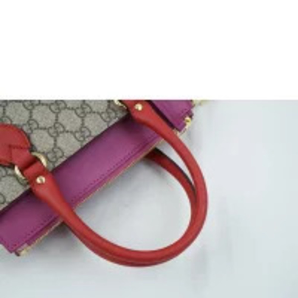 Gucci handles red top Tote Supreme vibrant GG pink leather - Picture 4 of 6